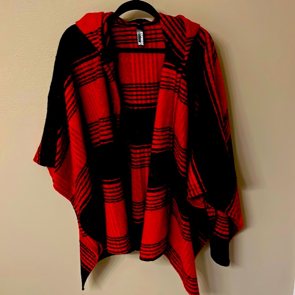 Express red and black poncho OS